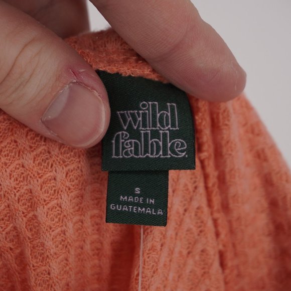 Wild Fable NWT Women's Peach Waffle Knit Turtleneck Cropped Long Sleeve Shirt S - Picture 3 of 4